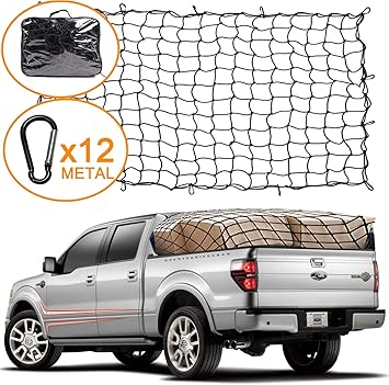 Amazon Com Boka Cargo Net For Pickup Truck Bed 22 X38 Super Duty Bungee Cargo Net Small For Suv Trunk Stretches To 44 X76 Small 2 X2 Mesh 12 Adjustable Metal Hooks For Roof Rack Jeep Automotive