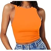 Artfish Women's Sleeveless Cropped Shirts High Neck Stretchy Fitted Basic Crop Tank Top