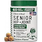Glucosamine for Senior Dogs Hip and Joint Supplement, 60 Mobility Chews | Made with Glucosamine, MSM, Chondroitin, Green Lipped Mussels and More