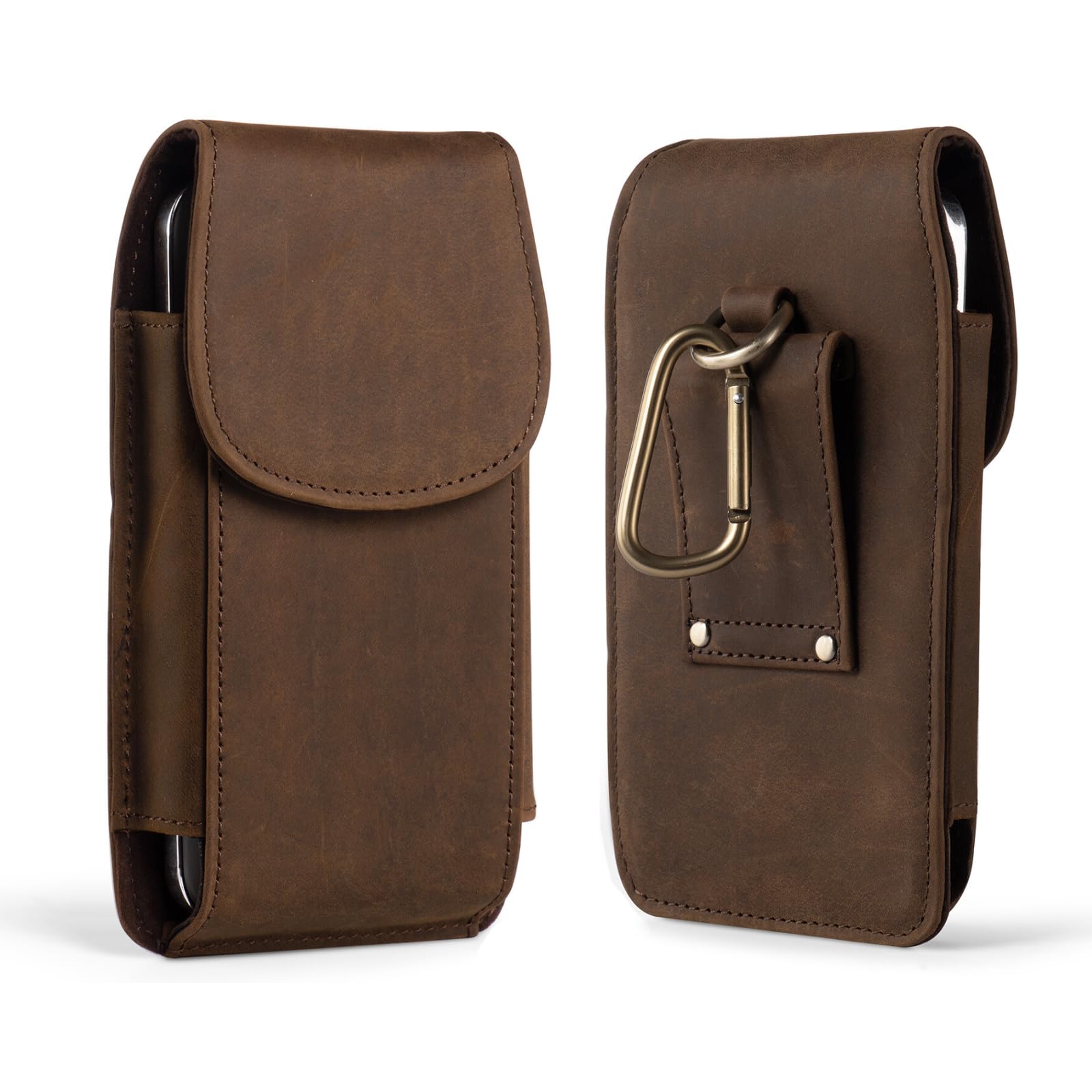 Hengwin Genuine Leather Mobile Phone Case for iPhone 16 15 14 13 12 11 Pro Max/Plus Universal Cellphone Holder Belt Clip Bag Men Holster Pouch