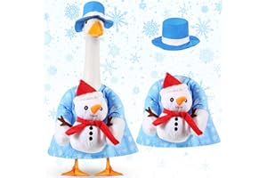 Sanwuta Christmas Goose Outfit for 23'' Lawn Cement Goose Porch Geese Costume Christmas Winter Garden Patio Yard OutdoorDecor