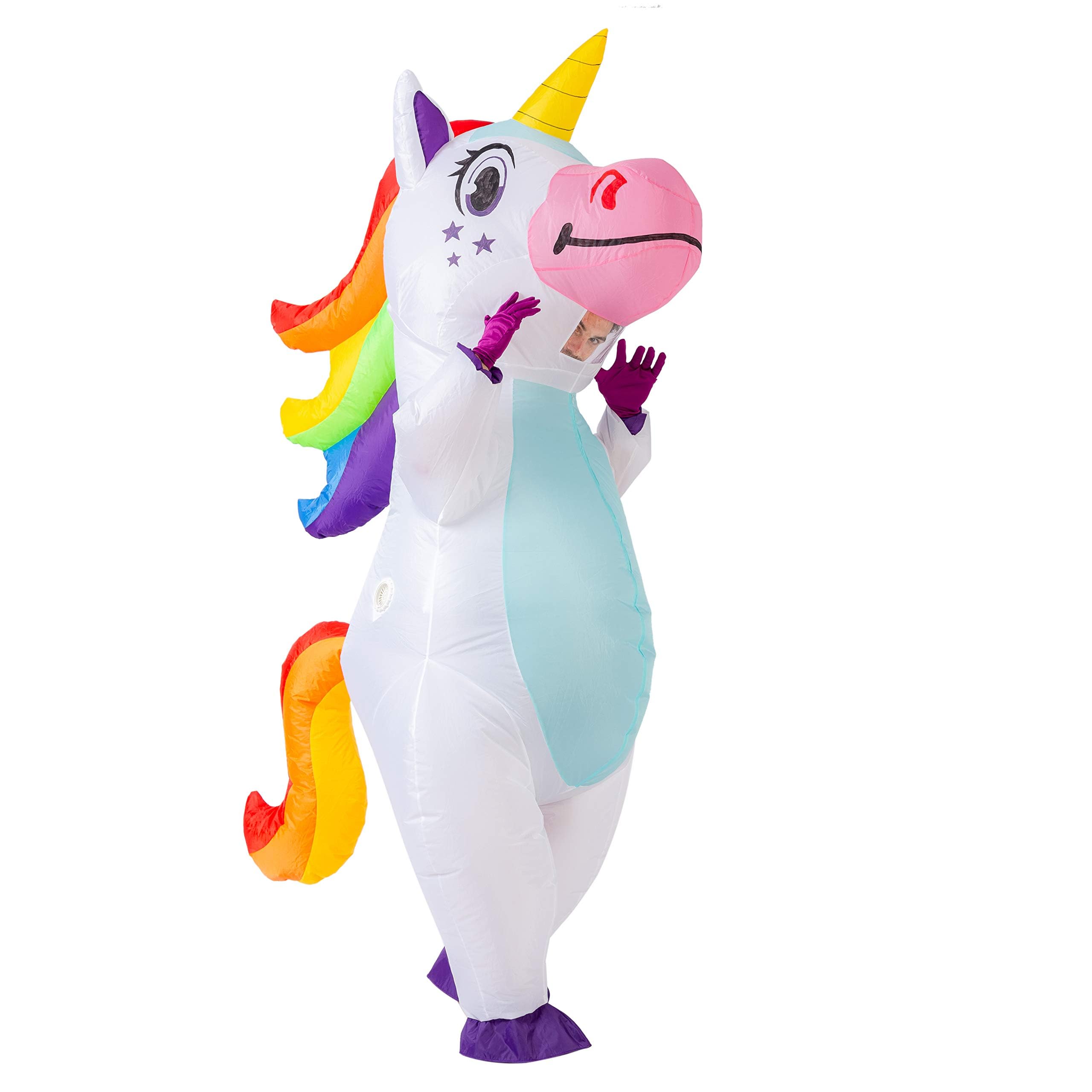Spooktacular Creations Halloween Inflatable Costume, Full Body Unicorn Blow Up Costume for Adult Holiday Themed Cosplay Party