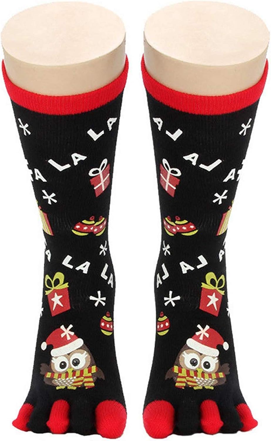 Funny Christmas Socks,Unisex Xmas Cartoon snowflake Long Five Toes