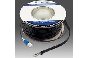 BANGUN 100 Meters Uniboot LC to LC Outdoor Armored Fiber Patch Cable with Pulling Eye, Low Friction Single Mode Duplex Fiber Optic Cable Jumper Optical Patch Cord, 9/125um, (OS1/OS2 Compatible), LSZH Black