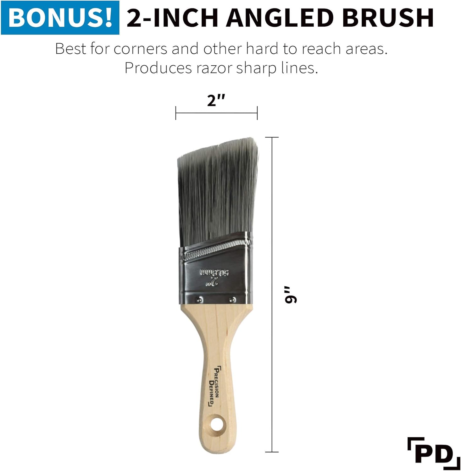 Precision Defined HeavyDuty Professional 6 Piece Paintbrush Set, with