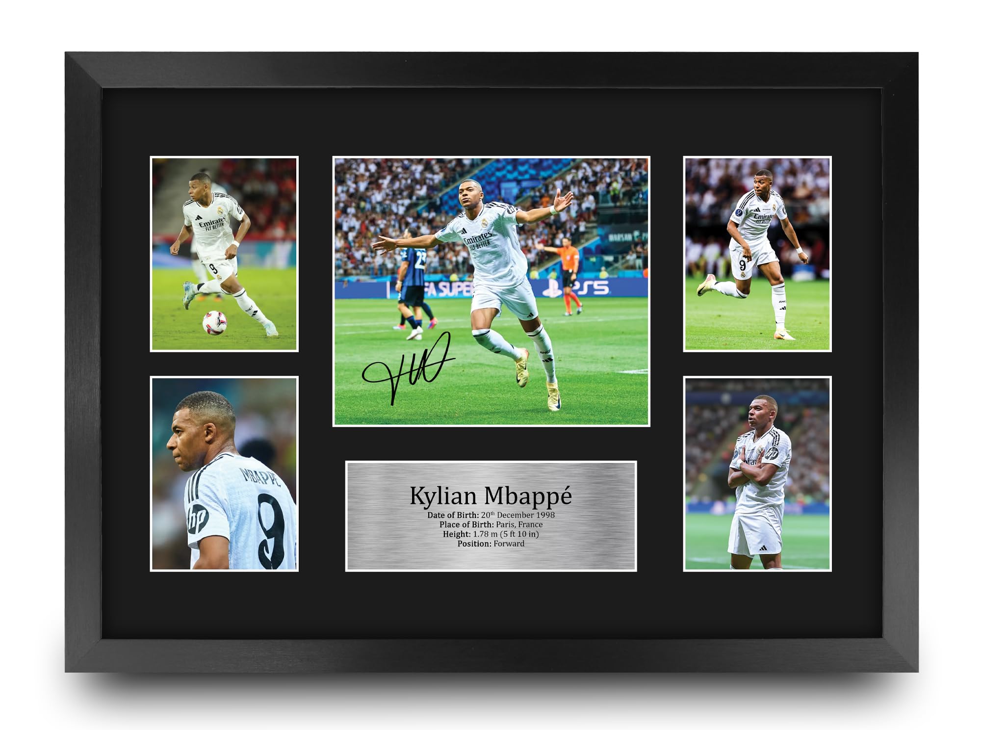 HWC Trading Kylian Mbappe Real Madrid Printed Memorabilia Signed Autograph Photograph Display for Football Fans and Supporters - A3 Framed