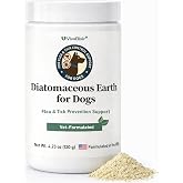 Diatomaceous Earth for Dogs &ndash; Natural Powder for Flea &amp; Tick Management, Digestive Cleanse &amp; Detox &ndash; Safe for Internal &amp; External Use &ndash; Chemical-Free Pet Care &ndash; 4.23 Oz