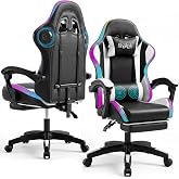 SherUsh RGB Gaming Chair with Massage &amp; Footrest, Built-in Speakers Chair | Reclining High Back Racing Style Ergonomic Desk Chair | 350lbs Heavy Duty Swivel Computer Office Chair for Adults