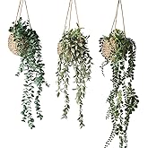 Fuxdre 3 Pack Mini Artificial Hanging Greenary Fake Hanging Plants in Basket for Wall Living Room Decor Bathroom Shelf Home Indoor