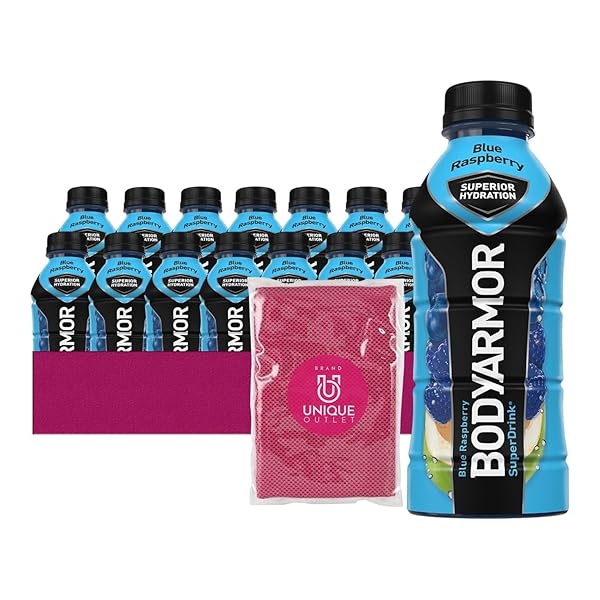 BODYARMOR – UNIQUE OUTLET BUNDLE: 16-PACK OF BLUE RASPBERRY SPORTS DRINK POTASSIUM-PACKED ELECTROLYTES 16 FL OZ PLASTIC BOTTLE + 1 UTILITY PROP.