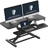 FLEXISPOT Standing Desk Converter, 42", Black | Extra Large, Ergonomic Height Adjustable, Sit Stand Desk Riser, Spacious Computer Workstation, Wide Keyboard Tray