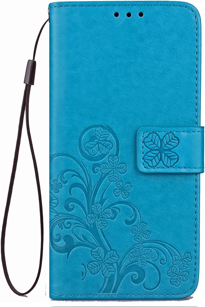 for Sharp Aquos R SHV39 Bookstyle Case, Clover PU Leather Flip Wallet Case Cover (Blue)