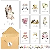 HiABNRT 20 Wedding Cards with Envelopes and Stickers, 4"x6" Watercolor Retro 10 Designs Blank Congratulations Cards for Bride Groom, Bridal Showers Engagement Parties