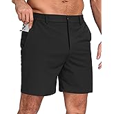 LTMNSZO Men's Lightweight Golf Shorts 7" Stretch Quick Dry Casual Work Dress Shorts with 4 Pockets