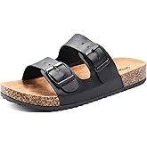 GETOEU Women Cork Sandals Adjustable Buckle Strap Cork Footbed Sandal Arch Support Casual Slip‑On Outdoor Slide Sandals