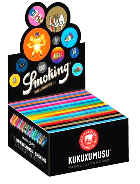 1 Box Smoking® KUKUXUMUSU King Size Papers 50 x 33 Blättchen Long Papers mit 20 unterschiedlichen Motiven Original®