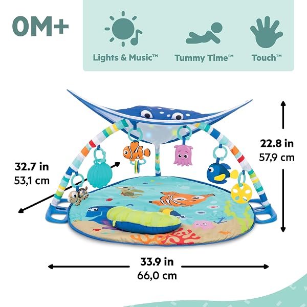 BRIGHT STARTS DISNEY BABY FINDING NEMO MR. RAY OCEAN LIGHTS & MUSIC GYM, AGES NEWBORN +