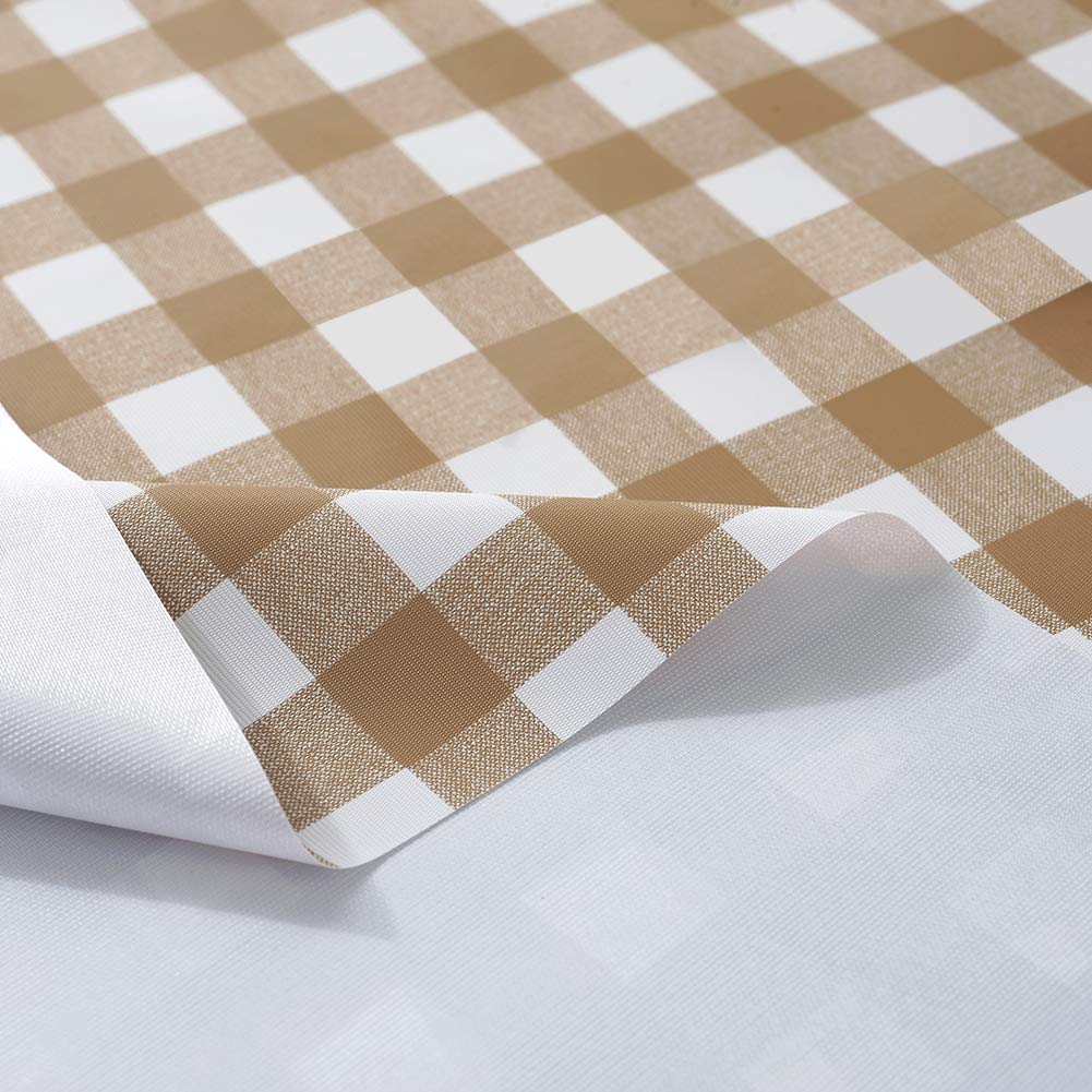 rismart Rustic More Patterns Water Resistant PVC Tablecloth Rectangle Oil-proof Table Cloth,Khaki,120 x 160 cm