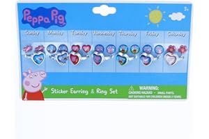KidPlay Products Peppa Pig 21pc Days of the Week Rings & Earrings