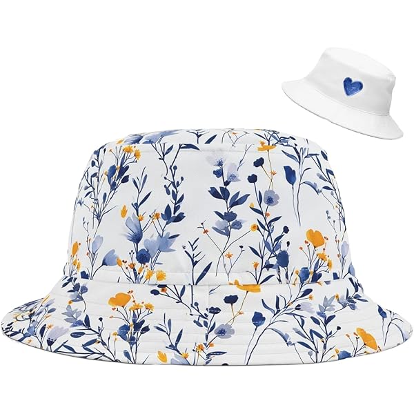 Reversible Wildflower Print Bucket Hat Unisex Sun Protection Foldable Floral Cotton Bucket Hat: Wide Brim, Reversible Sun Hat - Etsy main image 4