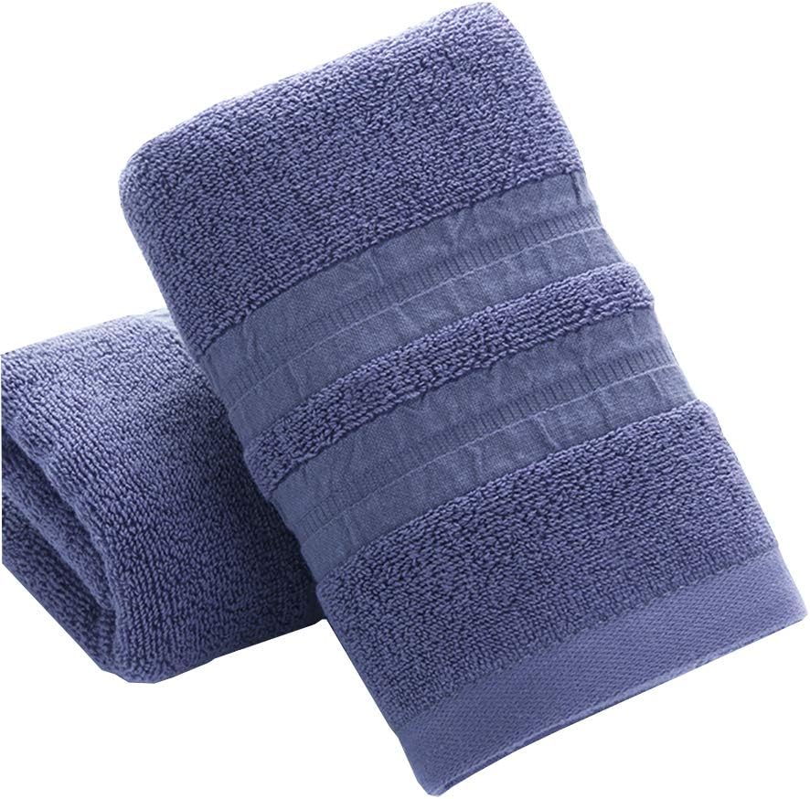 Tinymumu Hand Towel Set, 2-Pack, Striped Pattern 100% Cotton Soft Absorbent Towels for Bathroom, 13.4 x 29.5 Inch (Navy Blue)