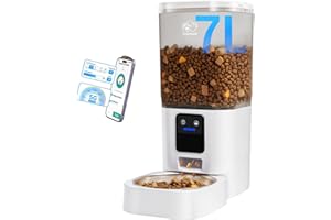 Frienhund Automatic Cat Feeder with Slow Feed: 5G WiFi Automatic Dog Feeder with APP Control, 7L Auto Cat Food Dispenser with Alexa for Multiple Pets, Detachable for Easy Cleaning - 29 Cup
