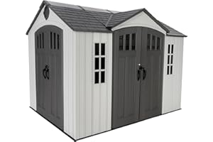 Lifetime Dual Entry Outdoor Storage Shed, 10x8 Ft, Desert Sand, Resin Tool Shed with Double Doors and Weather-Resistant Panels