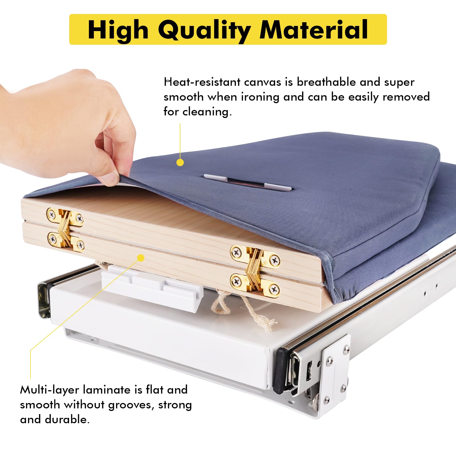 YUCHENGTECH Retractable Ironing Board Pull Out Ironing Board with Heat-Resistant Cover Stow Away in The Cabinet Saving Space
