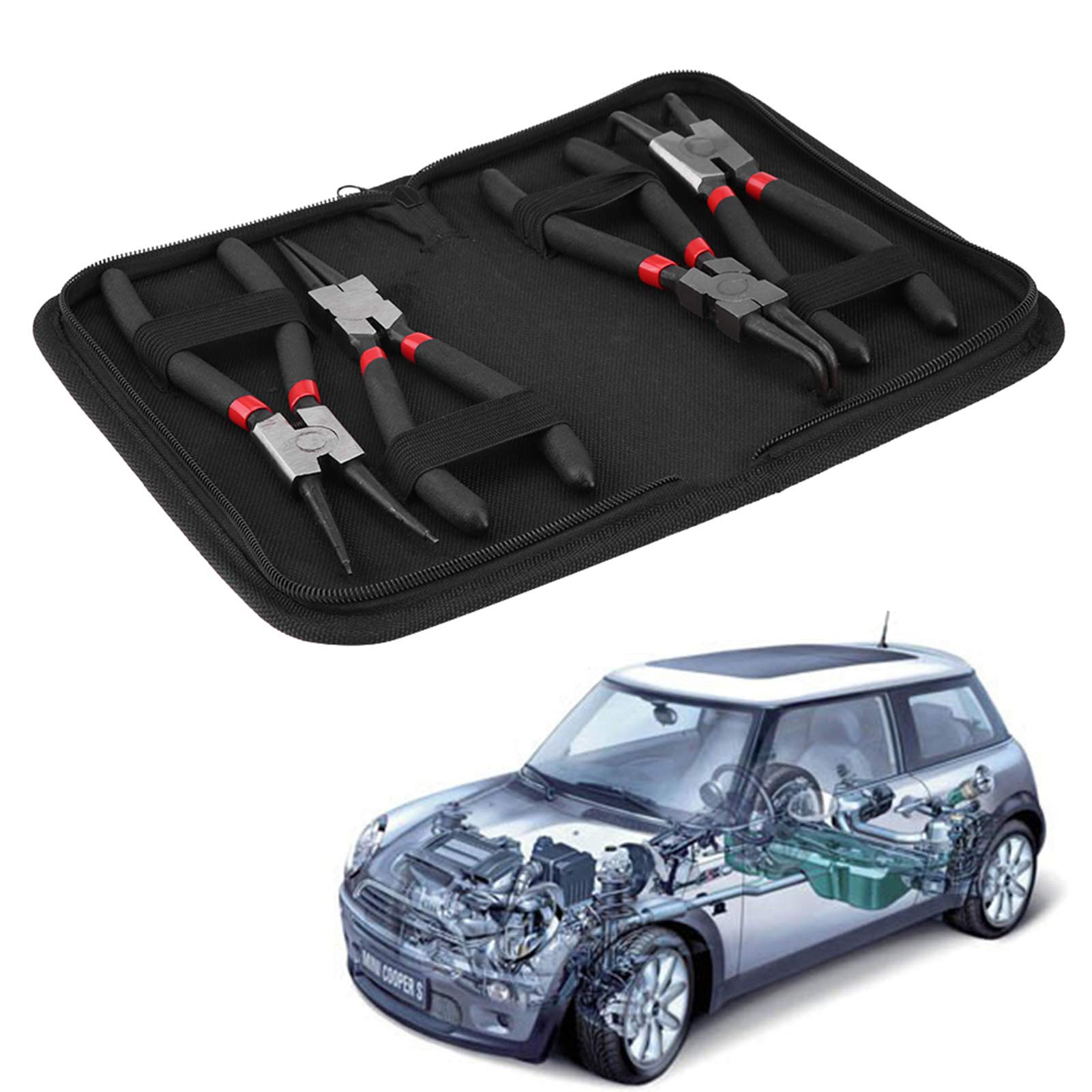 Pinces Circlips Coffret - O Pliers 4Pcs 7Inch Circlip Plier Internal External Bent Straight Snap Circlip Pliers Tool Auto Repair Tool