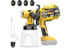 Cordless Paint Sprayer Compatible with Dewalt 20V MAX Battery (NO Battery) - Electric Spray Paint Gun with Led Light, 4 Nozzl