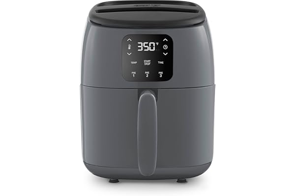 DASH Tasti-Crisp™ Electric Air Fryer Oven, 2.6 Qt., Grey – Compact Air Fryer for Healthier Food in Minutes, Ideal for Small S
