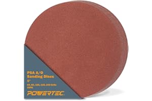 POWERTEC 60 PCS 5 Inch PSA Sanding Disc - 10 Each of 60, 80, 100, 120, 180, 240 Grits - Assorted Self Adhesive Sandpaper for 