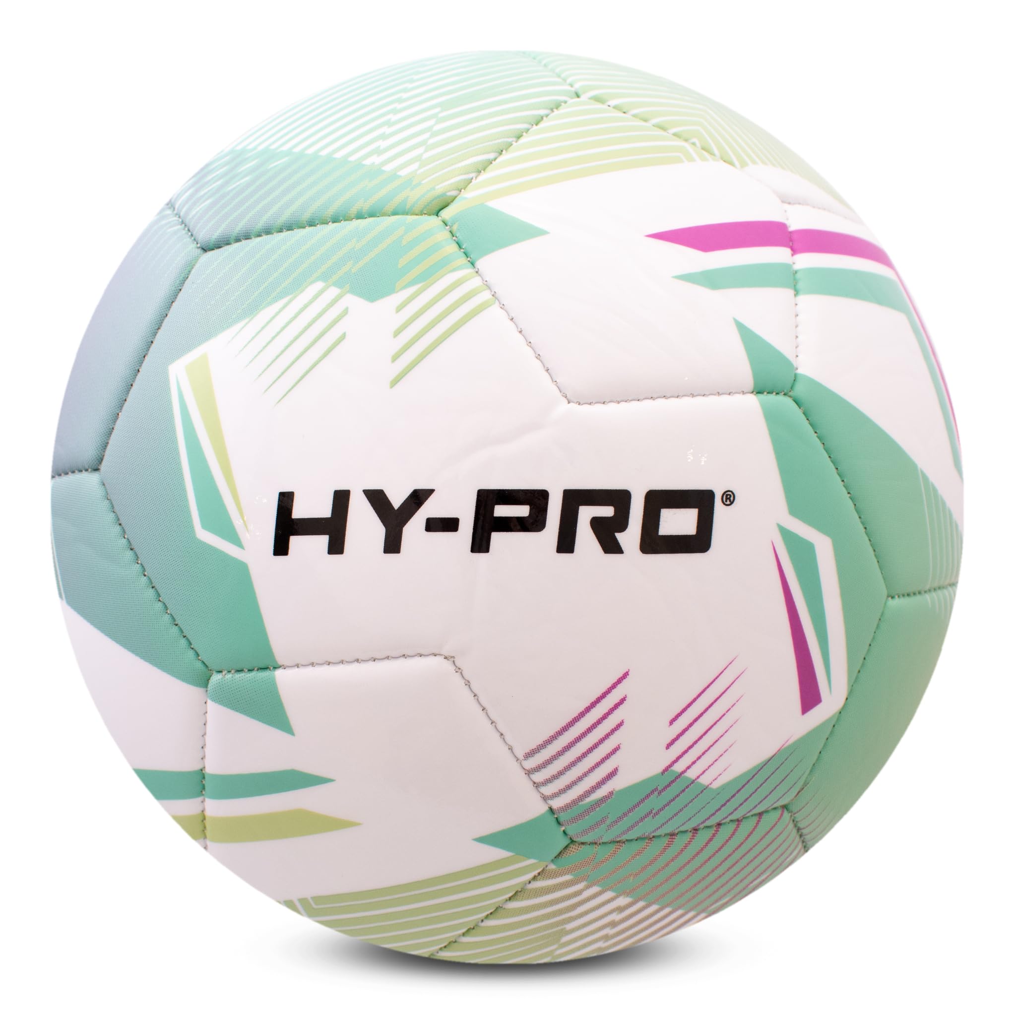 Hy-Pro Chevron Football - Pink/Green Size 5 with PVC Grip - Ideal for Training & Matches in All Weather