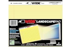 ROARING SPRING Wide Landscape Legal Pad, Canary Yellow, 2 Pads, 11" x 9.5", College-Ruled with Margin, 20 lb Recycled Paper, 40 Perforated Sheets, Made in USA