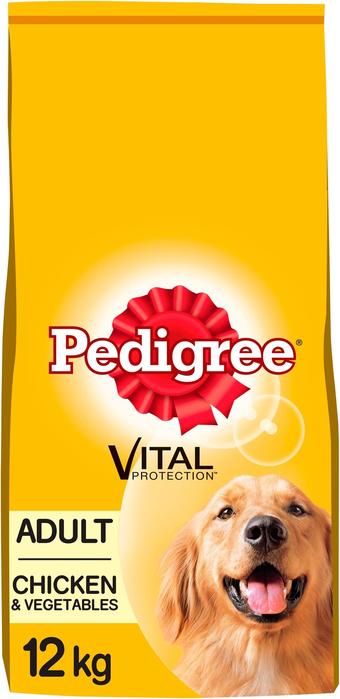 Pedigree Dry Dog Food for Adult Dogs 1+ with Chicken and Vegetable, 1 Bag (1 x 12 kg)