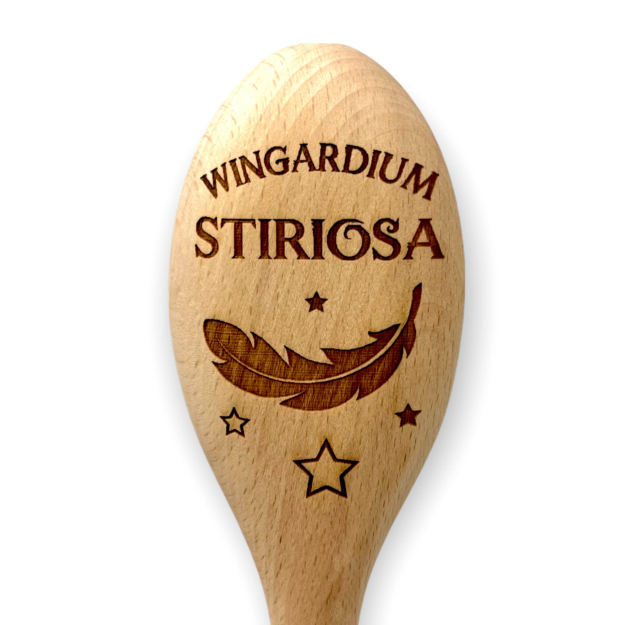 Harry The Wizard Baking Gift - Wooden Spoon Wand - Engraved Inscription - Cooking Baking Gift for Men & Women - Unofficial Fan Item (Wingardium Stiriosa)