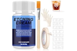 WANJAO Glass Etching Kit, Armour Etch Reuse Long-Lasting with Etching Stencils, Gloves Paper Tape for Glass, Mirror, Ceramic and Other Materials