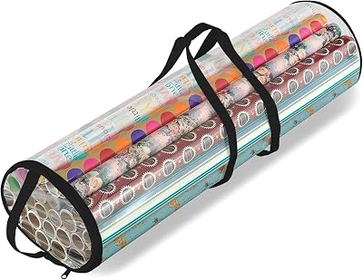 RAM ONLINE Christmas Cylinder Gift Wrap Storage Clear Bag Organiser