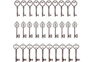 SALOME IDEA 30PCS Assorted Antique Skeleton Keys, Vintage Steampunk Keys, Juliet Collection (Copper)