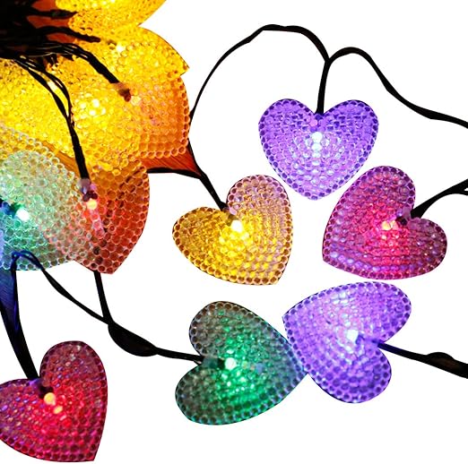 ASZCXTOP Solar String Light 20ft 30pcs Love Heart LED