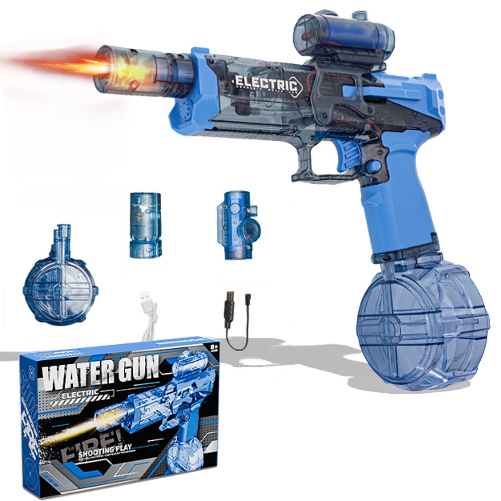 Photo 1 of 2025 New Electric Water Guns, High Volume Water Spray Gun with Muzzle Flash, Electric Water Spray Gun Toys Suitable for Adults and Children to Play on The Beach (Blue)