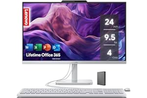 Lenovo IdeaCentre Everyday Tasks 24" Full HD All-in-One Desktop Computer • Lifetime Office 365 for The Web • Intel 4-Cores • 512GB External and 256GB SSD • 8GB RAM • Keyboard and Mouse • Windows 11