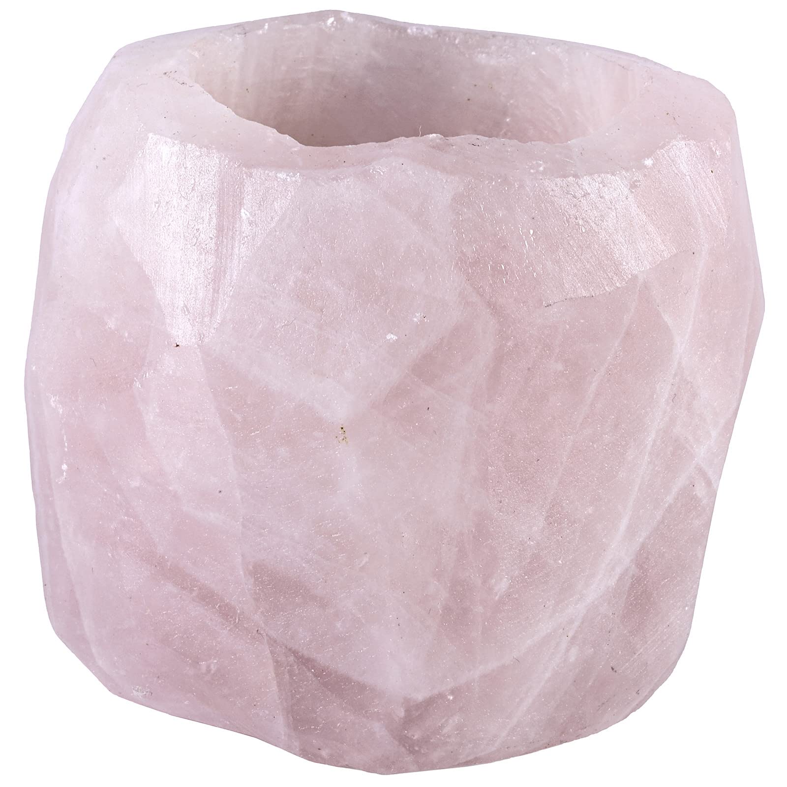 Nupuyai Natural Rose Quartz Raw Stone Votive Pillar Candle Holder, Tea Light Holder Air Plants Holder Candlestick Ornament for Meditation Home Party Decor
