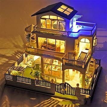 Amazon Co Jp Ycco 3dパズル手作りドールハウスミニチュアdiy小さな家キット木製の子供クリエイティブルーム模型玩具ドリームハウスアートワーク装飾が施されたled光と音楽 ベストキッズ誕生日クリスマスギフト Diy 工具 ガーデン