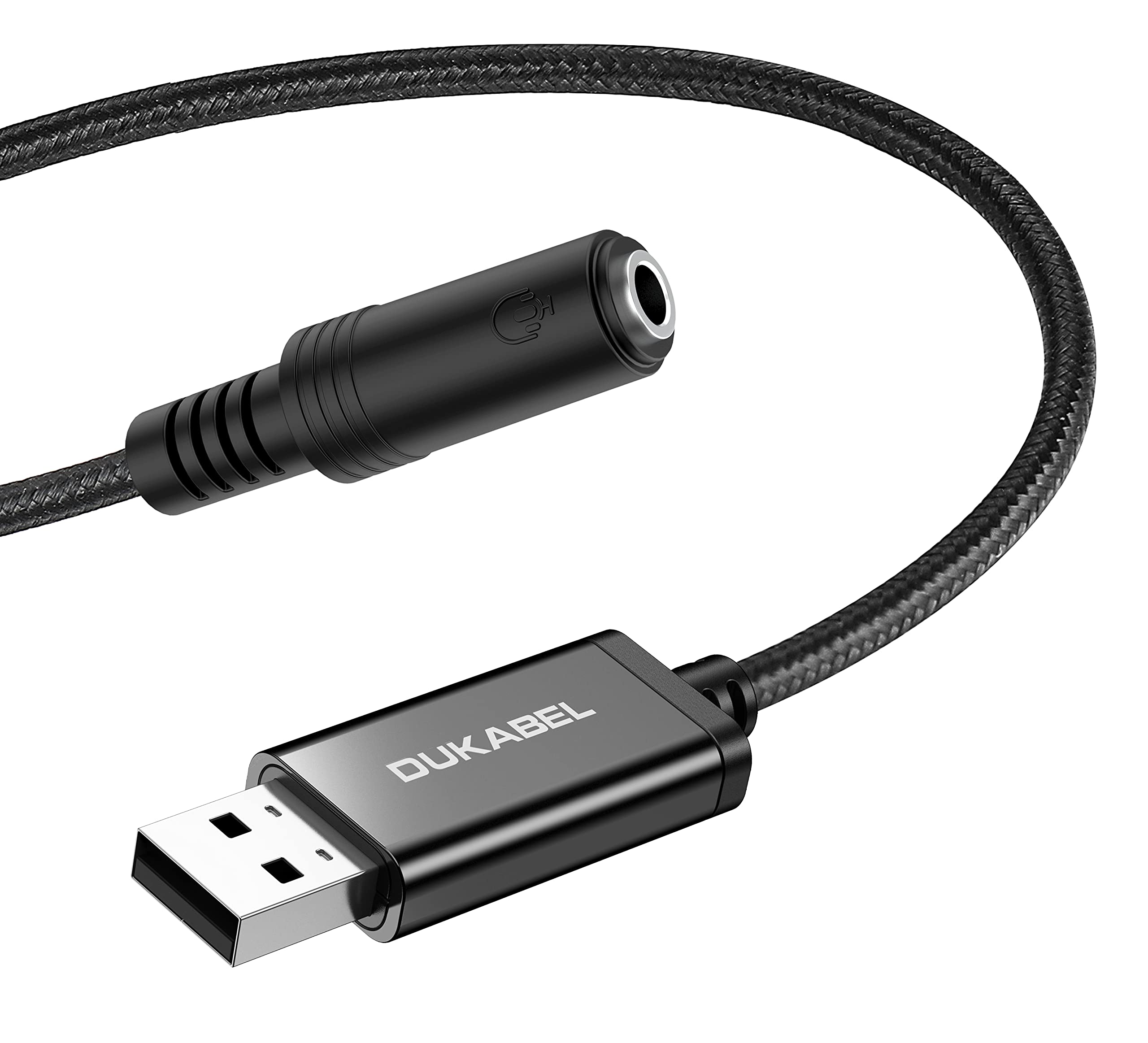 DuKabel USB to 3.5mm Jack Audio Adapter, TRRS 4-pole Mic-Supported External USB Sound Card Stereo Aux Adapter for Headset, PS4, PC, Laptop, Desktops, Speaker - Metal Housing & Durable Braided