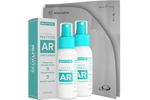 OPTIPAK Anti Fog Lens Cleaner Spray Kit | (2) 1oz Anti Fog Glasses Cleaner Spray + (2) Microfiber Cloth for Eyeglasses,Goggles,Sunglasses,Mirror - Eyeglass Defogger Spray Cleaning Kit (4 Piece Set)
