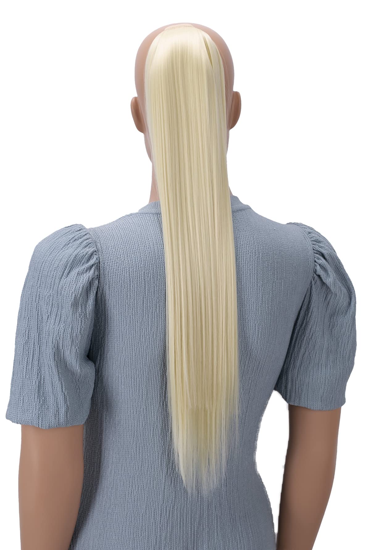 CAISHA 24" Hairpiece Clip On Ponytail With Two Bands Longhair Extension Straight Platinblond HC17