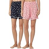 LANBAOSI 2 Pack Womens Pajama Shorts Boxer Shorts Casual Summer Ultra-Soft Lounge PJ Shorts Sleepwear