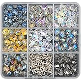 INSPIRELLE 120 Pieces Crystal Teardrop Charms Multicolor Glass Faceted Waterdrop Pendants for Jewerly Craft Making 8x10mm