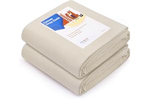 REDIBLUE Canvas Drop Cloth for Painting - Washable, Durable, Highly Absorbent Seamless Cotton Fabric, Multipurpose Protection for Floor, Carpet, Furniture, Indoor, Outdoor Use, 8oz, 4x12ft (Pack of 2)